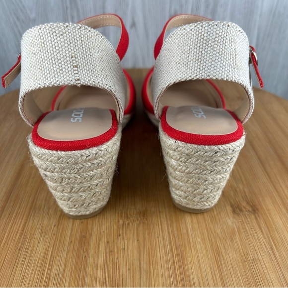 Espadrille Shoes with Wedge Heel (RED-COT) - Picture 6 of 10